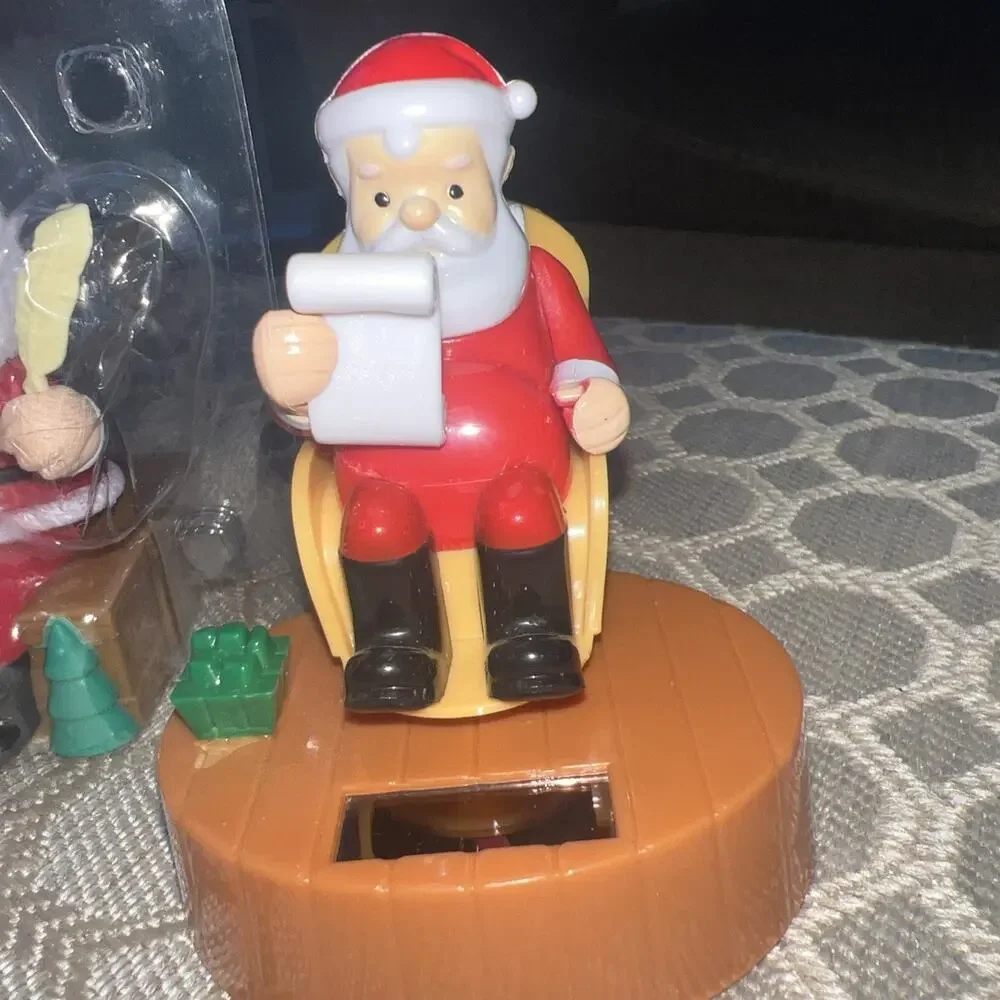 HOLIDAY Themed solar powered dashboard dancers Lot 4- Santa w List, Snowman, Elf